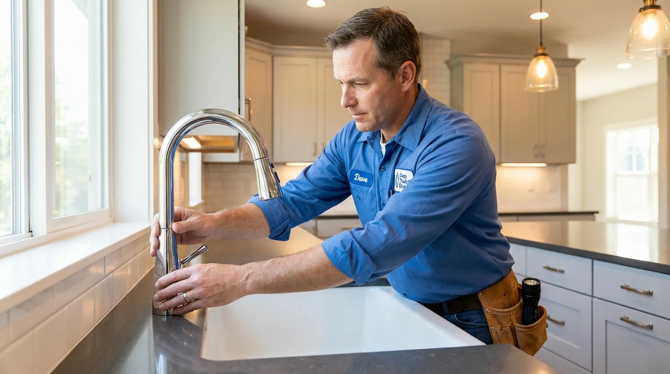 Kitchen faucet installation by Johns Plumbing LLC in Randolph